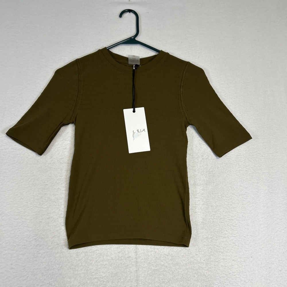 Calia Womens Olive Green Seamless Crop Short Sleeve Focus Athletic Top XS